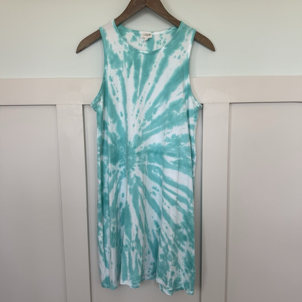 J. Crew Tie Dyed Tank Dress Women's Small‎ Teal 100% Cotton Beach Hippie Vacay